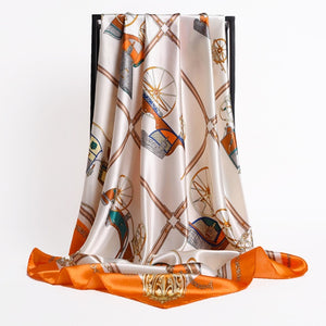 New Headband Retro Neckerchief Female Silk Shawl Satin Square Scarf For Women Print Foulard Hijab Wraps Hair Bands Bandana 2021