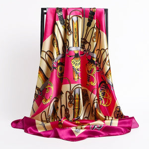 New Headband Retro Neckerchief Female Silk Shawl Satin Square Scarf For Women Print Foulard Hijab Wraps Hair Bands Bandana 2021