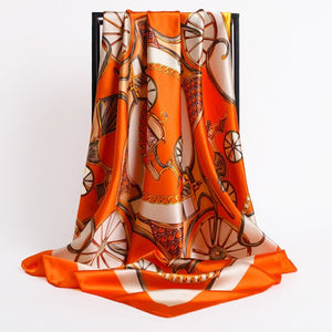 New Headband Retro Neckerchief Female Silk Shawl Satin Square Scarf For Women Print Foulard Hijab Wraps Hair Bands Bandana 2021