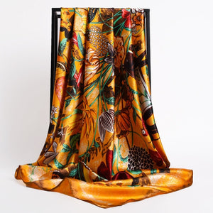 New Headband Retro Neckerchief Female Silk Shawl Satin Square Scarf For Women Print Foulard Hijab Wraps Hair Bands Bandana 2021