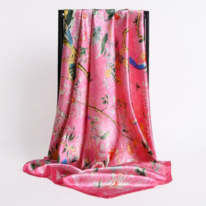 New Headband Retro Neckerchief Female Silk Shawl Satin Square Scarf For Women Print Foulard Hijab Wraps Hair Bands Bandana 2021