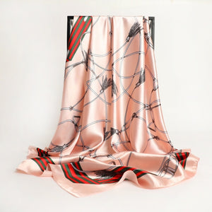 New Headband Retro Neckerchief Female Silk Shawl Satin Square Scarf For Women Print Foulard Hijab Wraps Hair Bands Bandana 2021