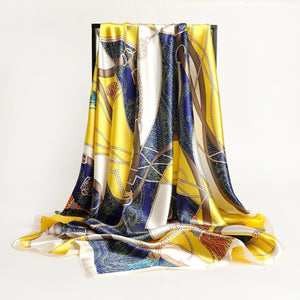 New Headband Retro Neckerchief Female Silk Shawl Satin Square Scarf For Women Print Foulard Hijab Wraps Hair Bands Bandana 2021