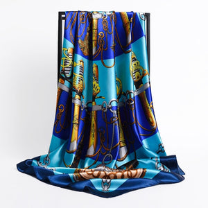 New Headband Retro Neckerchief Female Silk Shawl Satin Square Scarf For Women Print Foulard Hijab Wraps Hair Bands Bandana 2021