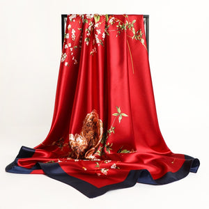New Headband Retro Neckerchief Female Silk Shawl Satin Square Scarf For Women Print Foulard Hijab Wraps Hair Bands Bandana 2021