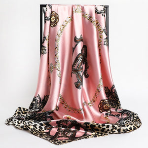 New Headband Retro Neckerchief Female Silk Shawl Satin Square Scarf For Women Print Foulard Hijab Wraps Hair Bands Bandana 2021