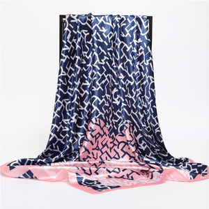 New Headband Retro Neckerchief Female Silk Shawl Satin Square Scarf For Women Print Foulard Hijab Wraps Hair Bands Bandana 2021