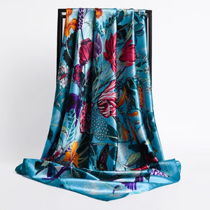 New Headband Retro Neckerchief Female Silk Shawl Satin Square Scarf For Women Print Foulard Hijab Wraps Hair Bands Bandana 2021