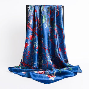 New Headband Retro Neckerchief Female Silk Shawl Satin Square Scarf For Women Print Foulard Hijab Wraps Hair Bands Bandana 2021