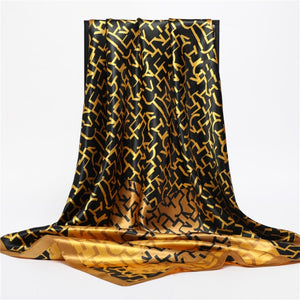 New Headband Retro Neckerchief Female Silk Shawl Satin Square Scarf For Women Print Foulard Hijab Wraps Hair Bands Bandana 2021