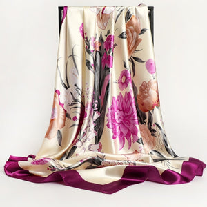 New Headband Retro Neckerchief Female Silk Shawl Satin Square Scarf For Women Print Foulard Hijab Wraps Hair Bands Bandana 2021