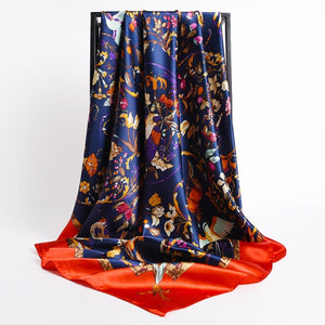 New Headband Retro Neckerchief Female Silk Shawl Satin Square Scarf For Women Print Foulard Hijab Wraps Hair Bands Bandana 2021