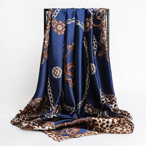 New Headband Retro Neckerchief Female Silk Shawl Satin Square Scarf For Women Print Foulard Hijab Wraps Hair Bands Bandana 2021