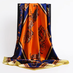 New Headband Retro Neckerchief Female Silk Shawl Satin Square Scarf For Women Print Foulard Hijab Wraps Hair Bands Bandana 2021