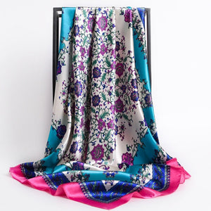New Headband Retro Neckerchief Female Silk Shawl Satin Square Scarf For Women Print Foulard Hijab Wraps Hair Bands Bandana 2021