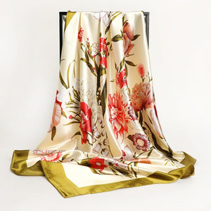 New Headband Retro Neckerchief Female Silk Shawl Satin Square Scarf For Women Print Foulard Hijab Wraps Hair Bands Bandana 2021