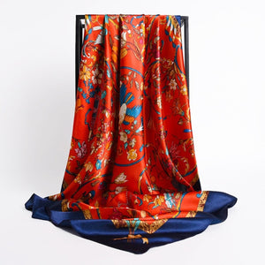 New Headband Retro Neckerchief Female Silk Shawl Satin Square Scarf For Women Print Foulard Hijab Wraps Hair Bands Bandana 2021