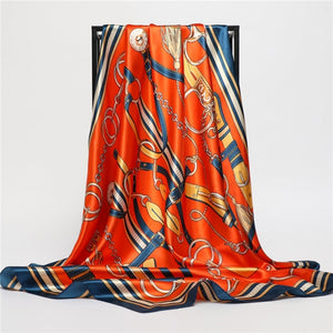 New Headband Retro Neckerchief Female Silk Shawl Satin Square Scarf For Women Print Foulard Hijab Wraps Hair Bands Bandana 2021