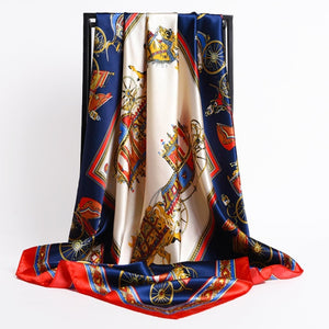 New Headband Retro Neckerchief Female Silk Shawl Satin Square Scarf For Women Print Foulard Hijab Wraps Hair Bands Bandana 2021