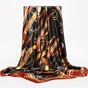 New Headband Retro Neckerchief Female Silk Shawl Satin Square Scarf For Women Print Foulard Hijab Wraps Hair Bands Bandana 2021