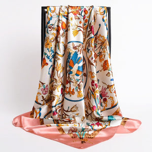New Headband Retro Neckerchief Female Silk Shawl Satin Square Scarf For Women Print Foulard Hijab Wraps Hair Bands Bandana 2021