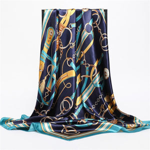 New Headband Retro Neckerchief Female Silk Shawl Satin Square Scarf For Women Print Foulard Hijab Wraps Hair Bands Bandana 2021