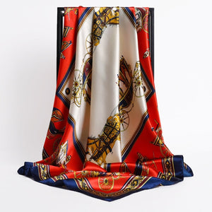 New Headband Retro Neckerchief Female Silk Shawl Satin Square Scarf For Women Print Foulard Hijab Wraps Hair Bands Bandana 2021